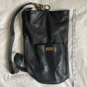 DKNY black leather bucket bag
